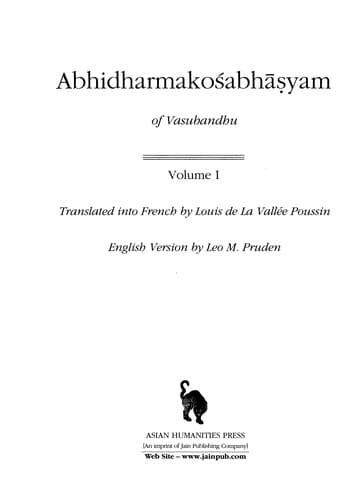 Tapa de Abhidharmakosabhasyam Volume I