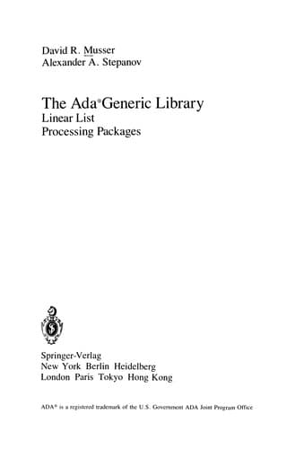 Tapa de The Ada® Generic Library