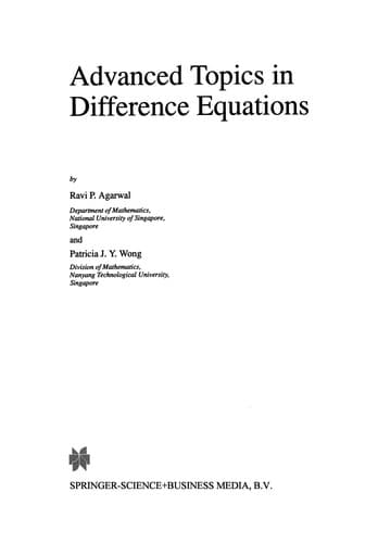Tapa de Advanced Topics in Difference Equations