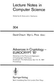 Tapa de Advances in Cryptology -- EUROCRYPT' 87