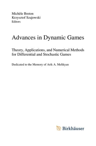 Tapa de Advances in Dynamic Games
