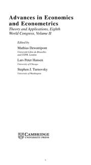 Tapa de ADVANCES IN ECONOMICS AND ECONOMETRICS: THEORY AND APPLICATIONS: EIGHTH WORLD...; ED. BY MATHIAS DEWATRIPONT