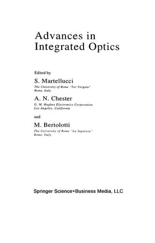 Tapa de Advances in integrated optics