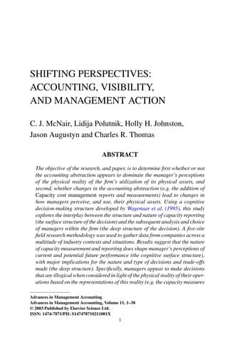 Tapa de Advances in management accounting