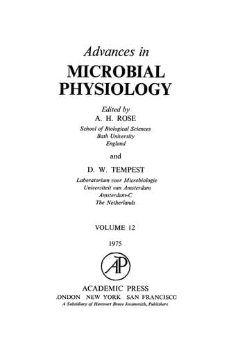 Tapa de Advances in microbial physiology. T. 12