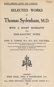 Tapa de Selected works of Thomas Sydenham, M.D