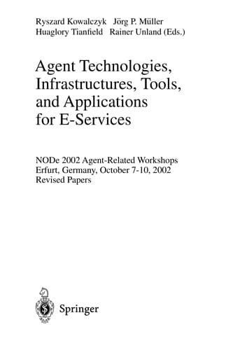 Tapa de Agent Technologies, Infrastructures, Tools, and Applications for E-Services