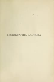 Tapa de Bibliographia lactaria; bibliographie générale des travaux parus sur le lait et sur l'allaitement jusqu'en 1899