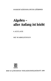 Tapa de Algebra -- aller Anfang ist leicht