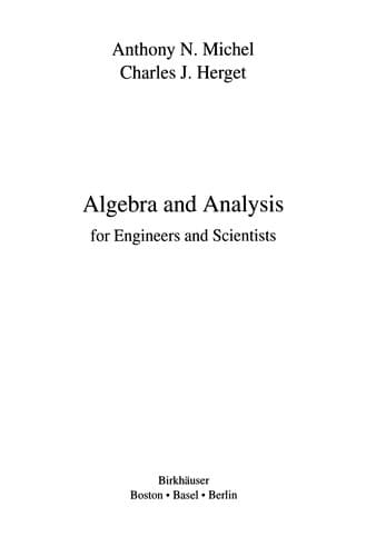 Tapa de Algebra and Analysis for Engineers and Scientists