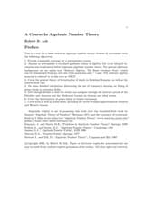 Tapa de A course in algebraic number theory