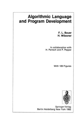 Tapa de Algorithmic Language and Program Development