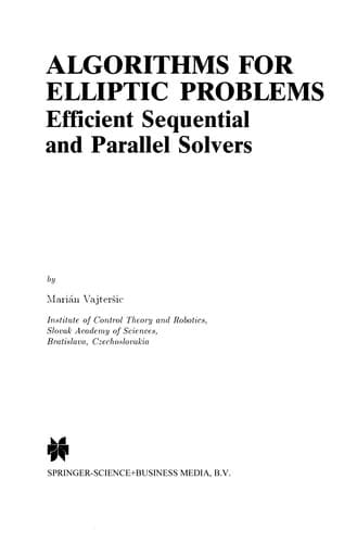Tapa de Algorithms for Elliptic Problems