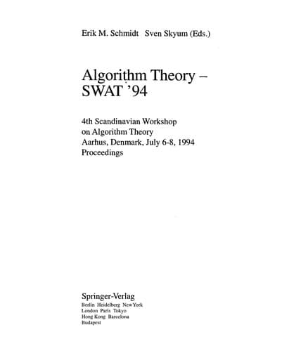 Tapa de Algorithm theory-- SWAT '94