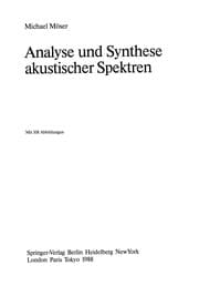 Tapa de Analyse und Synthese akustischer Spektren