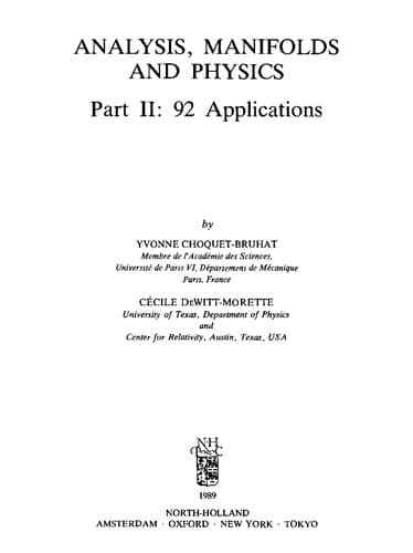 Tapa de Analysis, manifolds, and physics.