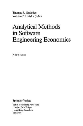 Tapa de Analytical Methods in Software Engineering Economics