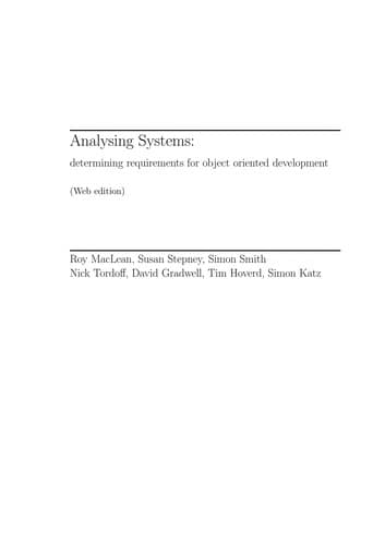 Tapa de Analysing systems