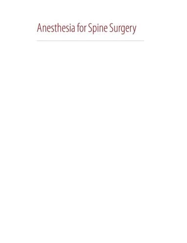 Tapa de Anesthesia for spine surgery
