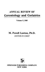 Tapa de Annual Review of Gerontology and Geriatrics 9, 1989