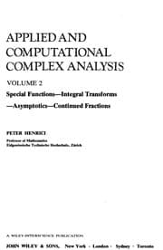 Tapa de Applied and Computational Complex Analysis (Pure & Applied Mathematics)