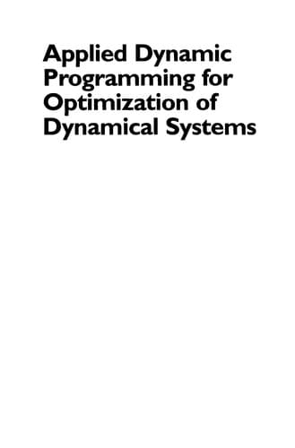 Tapa de Applied dynamic programming for optimization of dynamical systems