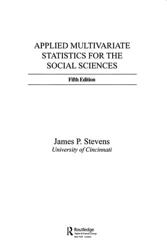 Tapa de Applied multivariate statistics for the social sciences