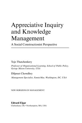 Tapa de APPRECIATIVE INQUIRY AND KNOWLEDGE MANAGEMENT: A SOCIAL CONSTRUCTIONIST PERSPECTIVE
