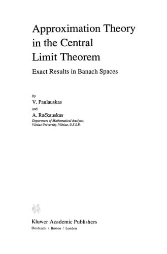 Tapa de Approximation Theory in the Central Limit Theorem