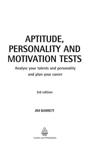 Tapa de Aptitude, personality and motivation tests