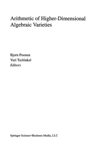 Tapa de Arithmetic of higher-dimensional algebraic varieties