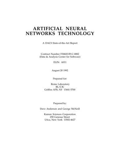 Tapa de DARPA Neural Network Study