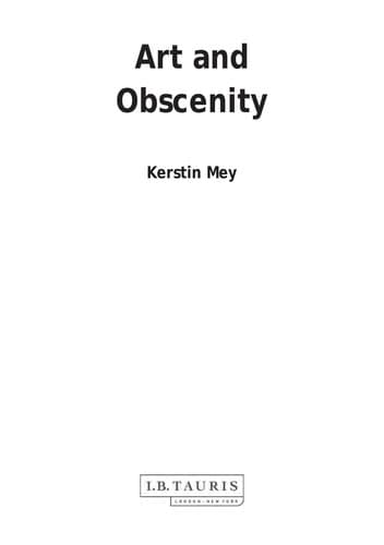 Tapa de Art and obscenity