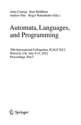 Tapa de Automata, Languages, and Programming