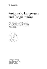 Tapa de Automata, Languages and Programming: 19th International Colloquium, Wien, Austria, July 13-17, 1992