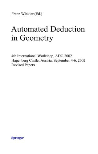 Tapa de Automated Deduction in Geometry