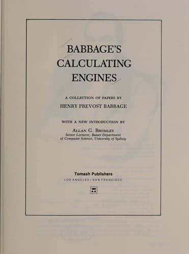Tapa de Babbage's Calculating Engines