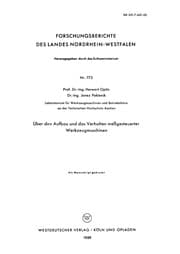 Tapa de Über den Aufbau und das Verhalten meßgesteuerter Werkzeugmaschinen