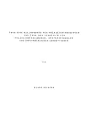 Tapa de Über eine Ballonsonde für Polarlichtmessungen und über den Vergleich von Polarlichtemissionen, Röntgenstrahlen und Ionosphärischen Absorptionen