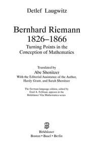 Tapa de Bernhard Riemann 1826-1866
