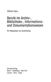 Tapa de Berufe im Archiv-, Bibliotheks-, Informations- und Dokumentationswesen