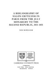 Tapa de A bibliography of Salon criticism in Paris from the July monarchy to the Second Republic, 1831-1851