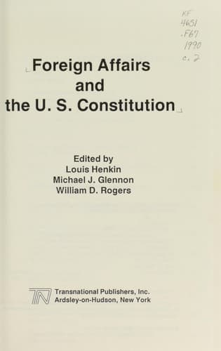 Tapa de Foreign affairs and the U.S. Constitution