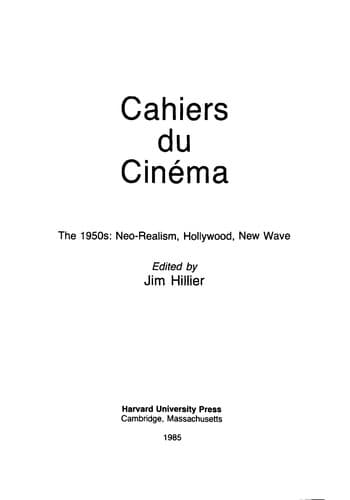Tapa de Cahiers du cine ma