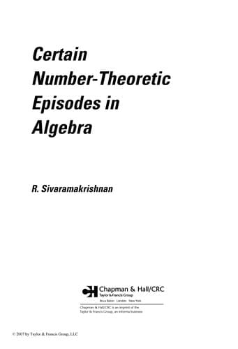 Tapa de Certain Number-Theoretic Episodes In Algebra