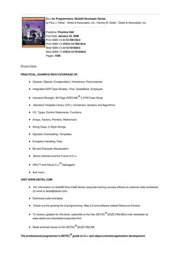 Tapa de C++ for Programmers: Deitel Developer Series