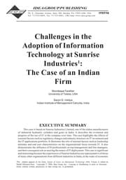 Tapa de Challenges in the adoption of information technology at Sunrise Industries