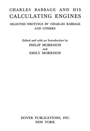 Tapa de Charles Babbage and his calculating engines