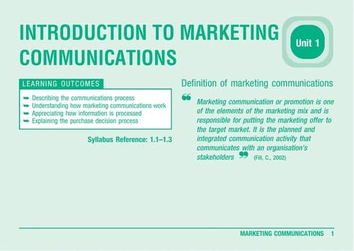 Tapa de Marketing communications