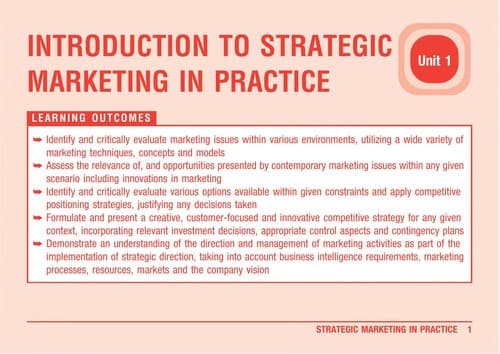 Tapa de Strategic marketing in practice